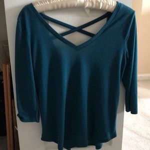Blue V neck with cross crossed back